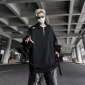 【有货】DA50-P40青少年POLO领文艺潮春秋半拉链翻领POLO衫长袖男图片