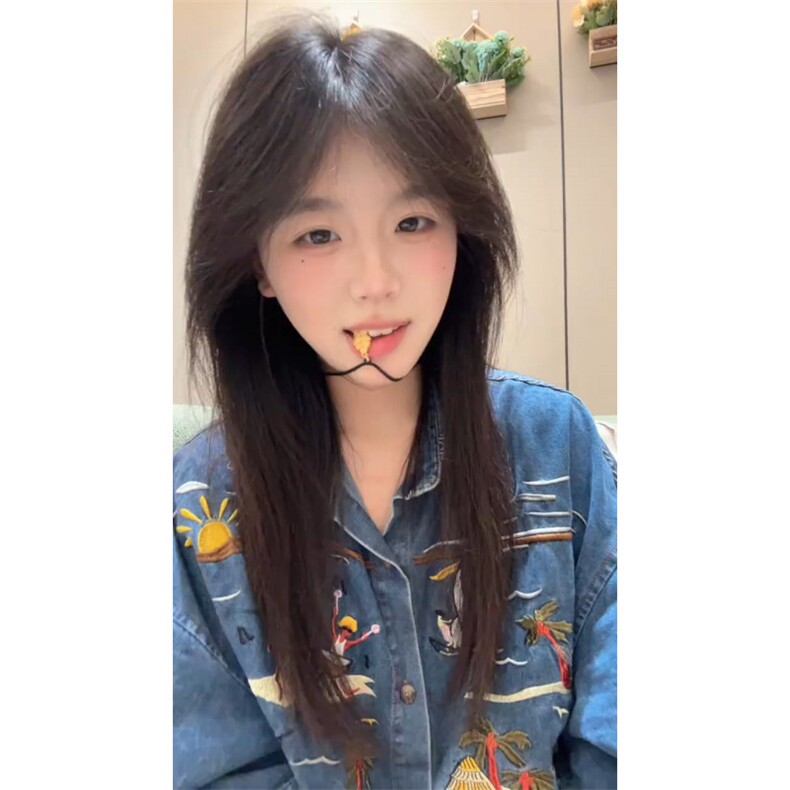BK908CC-特P58 美式复古刺绣牛仔短袖衬衫男女图片