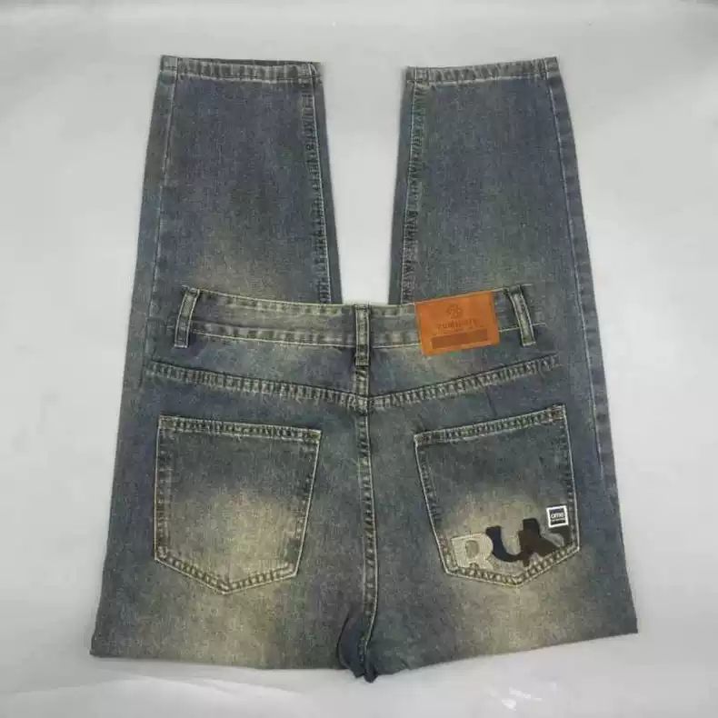 1506-1/KG6231/P50男士刺绣牛仔裤水洗字母复古直筒百搭休闲长裤,男装牛仔裤,星座1506-1