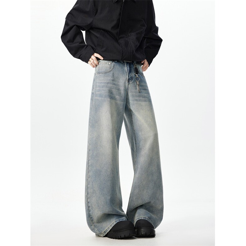 美式丹宁色弯刀牛仔裤男潮牌香蕉休闲长裤喇叭裤K2511P55,男装牛仔裤,电商A062