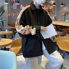 腰果花拼接牛仔外套春秋韩版潮流工装夹克潮牌复古衣服W1587-P59，男装夹克，星座512-2