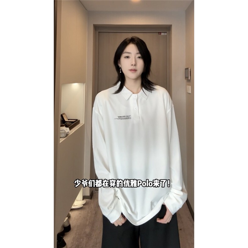 PL9012-P25-控48-现货POLO衫男长袖T恤纯色翻领透气网眼,男装Polo衫,星座116