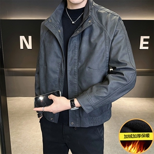 加绒皮衣外套男秋冬季2025新款美式加厚皮夹克 A313-PY9881-P165图片