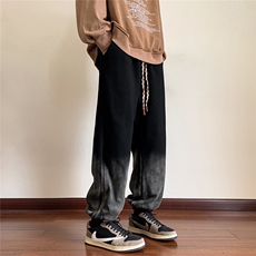 面料65棉35涤纶水洗扎染卫裤男加绒D329-QM537薄款P60-加绒65控78，男装休闲裤，电商D329