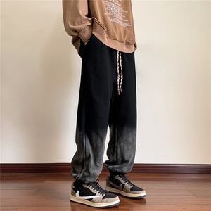 面料65棉35涤纶水洗扎染卫裤男加绒D329-QM537薄款P60-加绒65控78图片