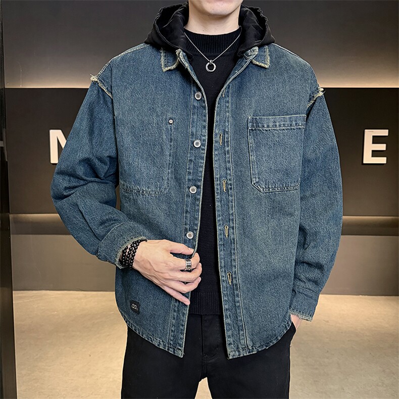 标50白鸭绒2025冬款羽绒服男时尚连帽牛仔外套B317/Y333/P238,男装工装外套,电商B317