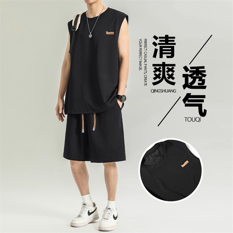 无袖t恤夏季薄款篮球坎肩背心冰丝休闲运动套装男TZ87-特批66图片