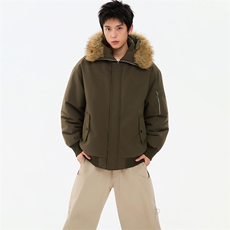 冬季美式cleanfit棉服毛领加绒加厚潮牌撞色棉服外套MY6868-P88，男装棉衣，星座610B-1