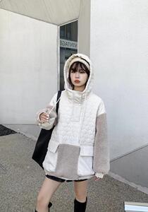爱美欧 现货  羊羔毛拼接卫衣图片