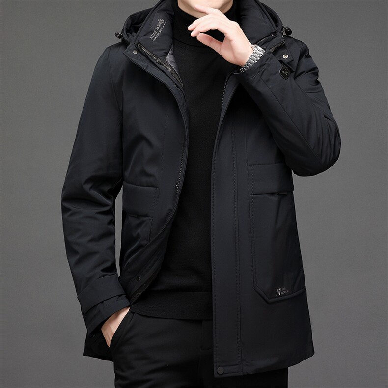 冬季加厚保暖羽绒服男2022棉衣男士连帽商务休闲外套中年爸爸装,男装棉衣,电商B212（原钱塘6029）