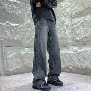 2024春季美式高街重工艺水洗毛边牛仔裤Y9079-P55图片