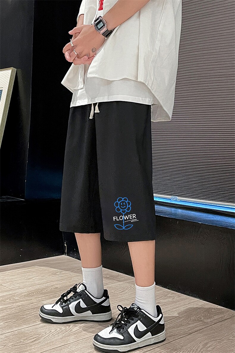 QK72274-P25冰丝七分裤男大码速干短裤男五分裤车景风格,男装休闲裤,电商A040