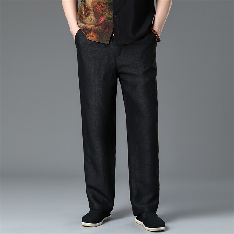 GBNA-3夏男薄款短袖风纽扣休闲西裤中老年爸爸装唐装P580，男装西裤，电商B360