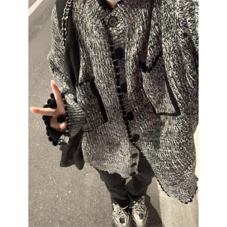 秋季灰色长袖针织毛衣开衫外套男女宽松简约百搭休闲上衣MY288,男装针织衫/毛衣,星座1116A（原606A-3）