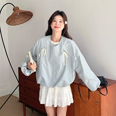 新品韩系蝴蝶结圆领夹克外套-2d075（p135-k195)，女装短外套，2D075