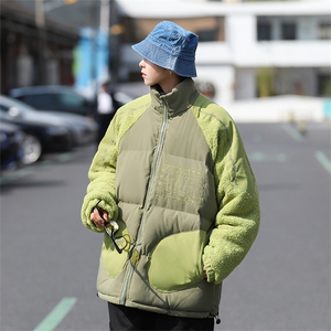 M8022-P89美式羊羔毛拼接立领潮牌棉服图片