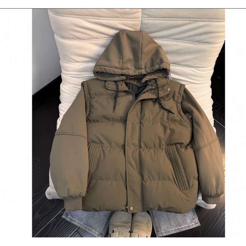 新款假两件连帽棉衣加厚款男女款外套1408-GT760-P85（网图），男装棉衣，四季星座1408（原星座1613）