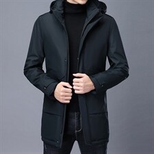 冬季厚款白鹅绒羽绒服脱卸帽外套中年爸爸装羽绒服SFT93828-P335，男装羽绒服，电商B212（原钱塘6029）
