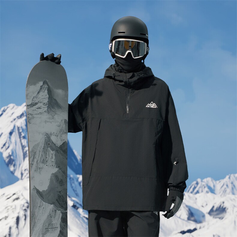 冬新大码户外中性防水滑雪服男女加绒内里设计感套头外套M79-P120，男装棉衣，电商A001