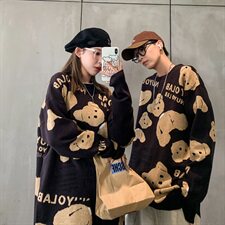 韩版ins潮流情侣毛衣宽松加厚慵懒风秋冬男女套头针织衫QT815-P80，男装针织衫/毛衣，星座1501