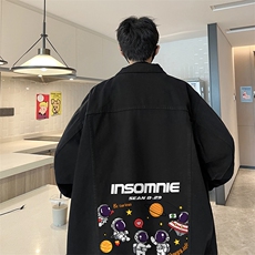 牛仔夹克男大码牛仔外套男茄克NJ77228-P60加绒款-P75，男装夹克，电商A040