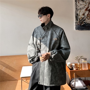 1美式可拆卸胸针大码M-5XL面层：PU皮夹克男JK77768P105控148图片