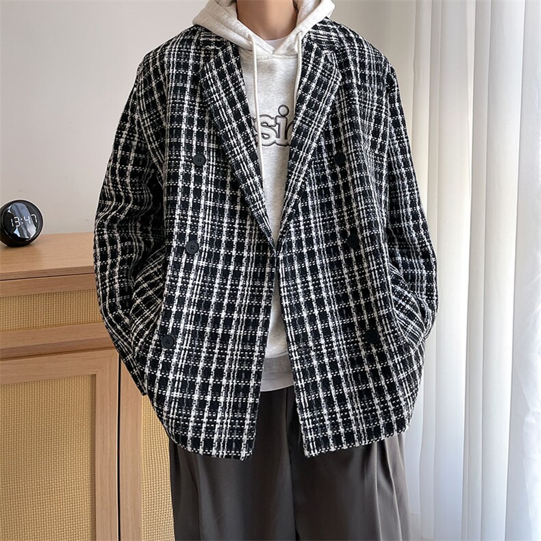 秋季轻奢西装男帅气高级感雅痞西服休闲宽松外套A071-X08-P98，男装西服套装，电商A071