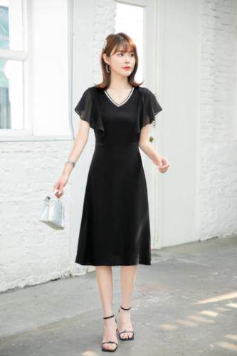 现货供应：真丝雪纺连衣裙M一XXL，女装连衣裙，拉思维加丝