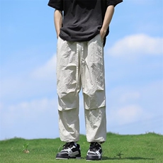 速干裤子男夏降落伞薄款宽松直筒高街潮牌工装休闲长裤K4296-P39，男装工装外套，星座412
