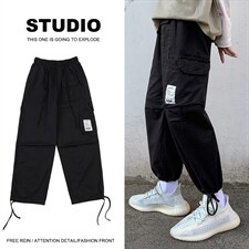 男士宽松休闲长裤运动工装裤潮牌韩版潮流百搭束脚裤子H61-p35,男装工装外套,星座1008-2
