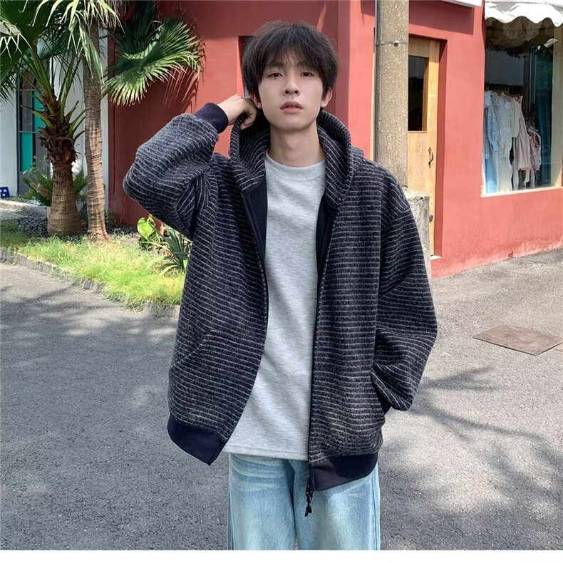 休闲潮牌慵懒夹克男连帽开衫拉链气质帅气潮流流行新款港风,男装夹克,星座1210-1