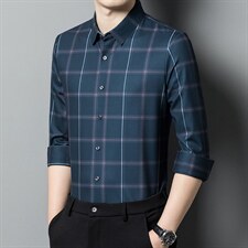 2023春秋男士高档无痕免烫长袖翻领衬衫男时尚商务衬衣HM8221-P85，男装衬衫，星座1105-3