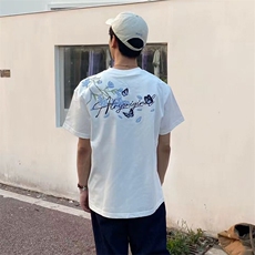 万针全刺绣解构设计260克重磅双纱纯棉高品质美式高街短袖T恤特35，男装T恤，电商A486