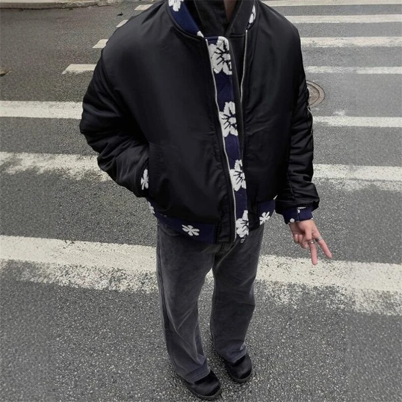 美式高街提花飞行员夹克外套男款春秋季潮牌高级感cleanfit棒球服图片