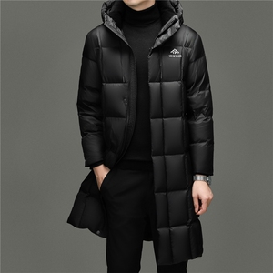 大货冬季男士连帽长款90%白鸭绒羽绒服大衣加厚300克羽绒外套图片