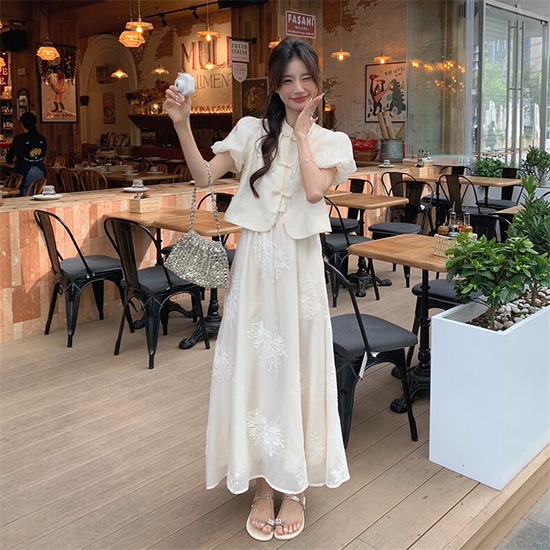 新中式国风复古套装裙女2025夏季新款清冷感别致上衣半身裙两件套,女装套装/套裙,维壹