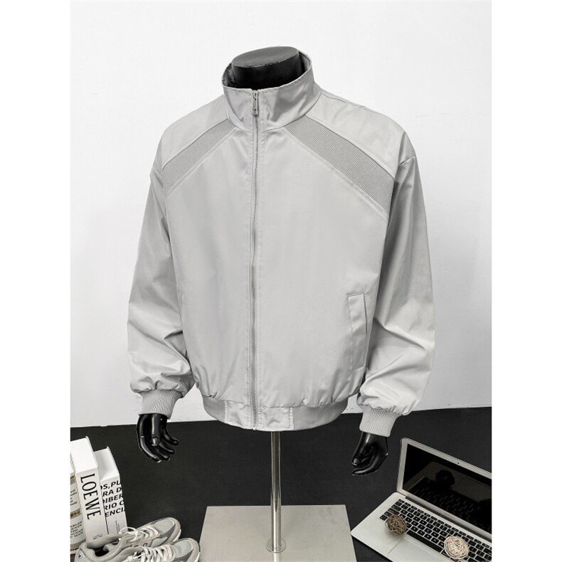 春季抖音得物品质夹克男拼接螺纹立领美式飞行棒球服外套6165-P32,男装夹克,星座207