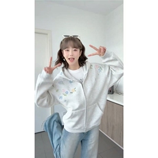 5437-P62高质量/万针绣花/白金拉链字母连帽开衫卫衣，女装卫衣/绒衫，星座617A-2