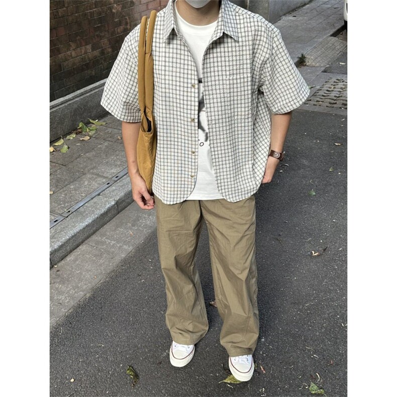 夏季新款日系复古短袖衬衫男女休闲宽松设计感衬衣潮CA153-P42,男装T恤,星座208-5