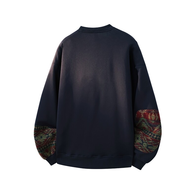 8XL-M民族风拼接卫衣大码胖子费尔岛上衣圆领复古外套WY5106/P55,男装民族服装,电商B238