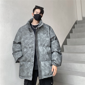 港风PU皮复古做旧设计钢印棉衣男MY77096P130控198抖控228图片