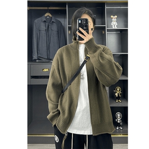 YM130-P58 针织开衫男潮流春秋男士外套秋冬立领休闲宽松毛衣图片