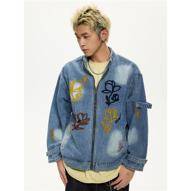 刺绣牛仔外套男女短款2025春秋新款设计感夹克上衣HH4016P80,男装工装外套,星座1013-5