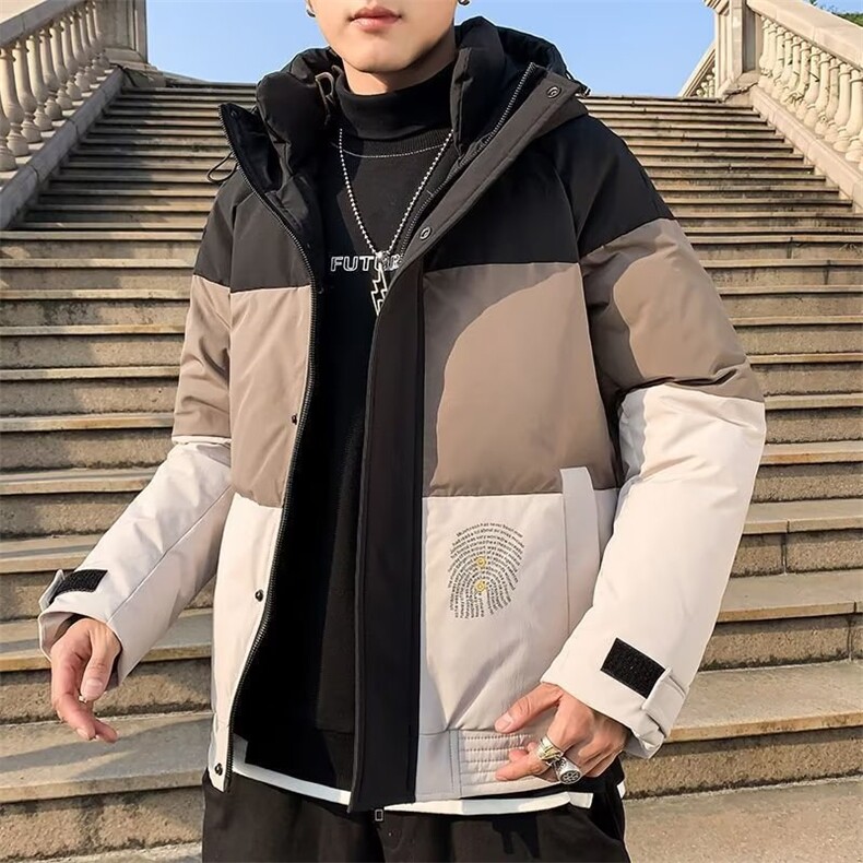 新款冬季羽绒服男士潮牌拼接帅气衣服短款冬装加厚外套男612-P100,男装羽绒服,星座1210B