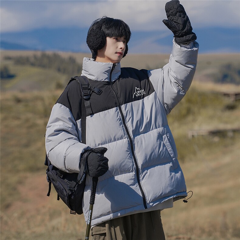 港风冬季时尚百搭宽松字母印花立领棉服外套MY6255特批85控138,男装棉衣,电商A268A