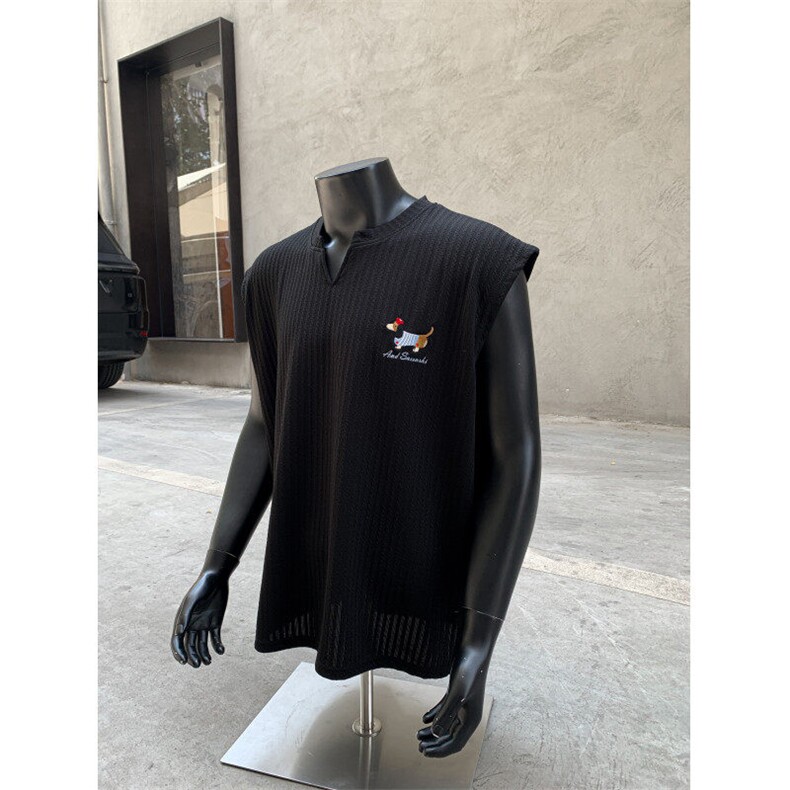 XZ809A/BSS03/特P24/控48肌理感腊肠狗绣花背心T恤，男装背心/马甲，星座809A(原222-1)