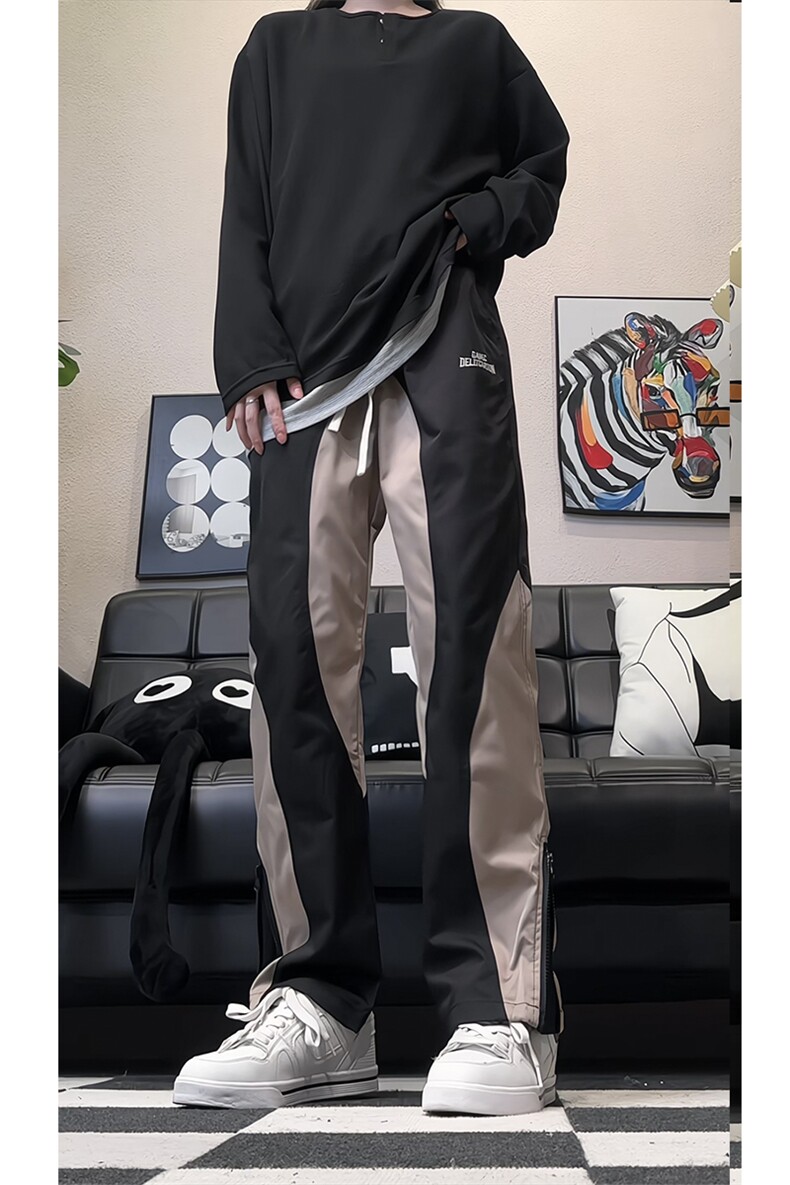 2025秋季新款拼接刺绣休闲裤潮男美式工装裤拖地裤K9025-P60控88,男装工装外套,星座810(原QT5070)