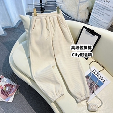 新款时尚潮男百搭宽松束脚灯芯绒休闲裤，男装休闲裤，四季星座218-1
