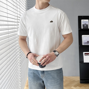 B353 T6706 P38 L-4XL 夏季新款2025潮流韩版休闲男士短袖体恤 白图片