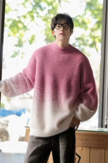 冬季新款D5588-TP5078仿貂毛毛衣休闲宽松渐变针织衫男，男装针织衫/毛衣，电商A102